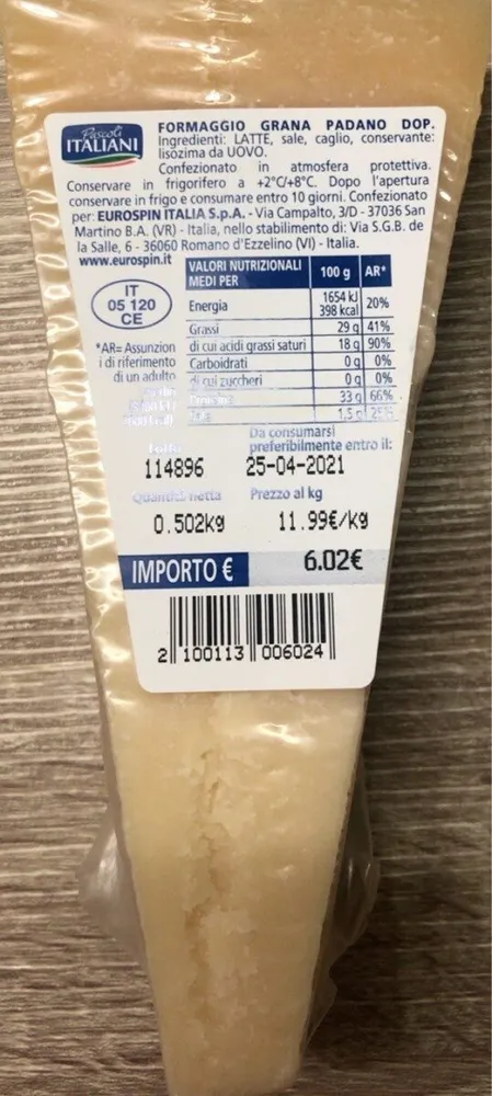 Formaggio grana padano dop