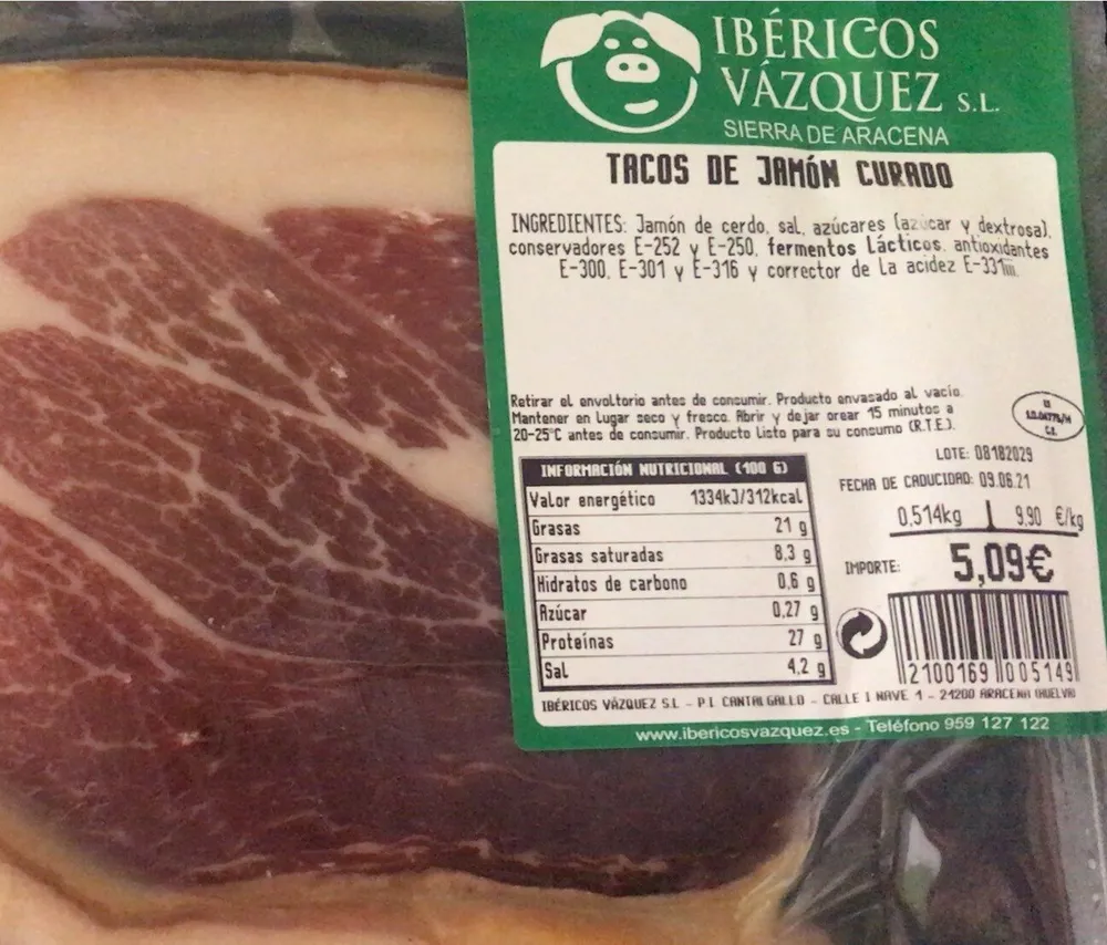Tacos de jamón curado