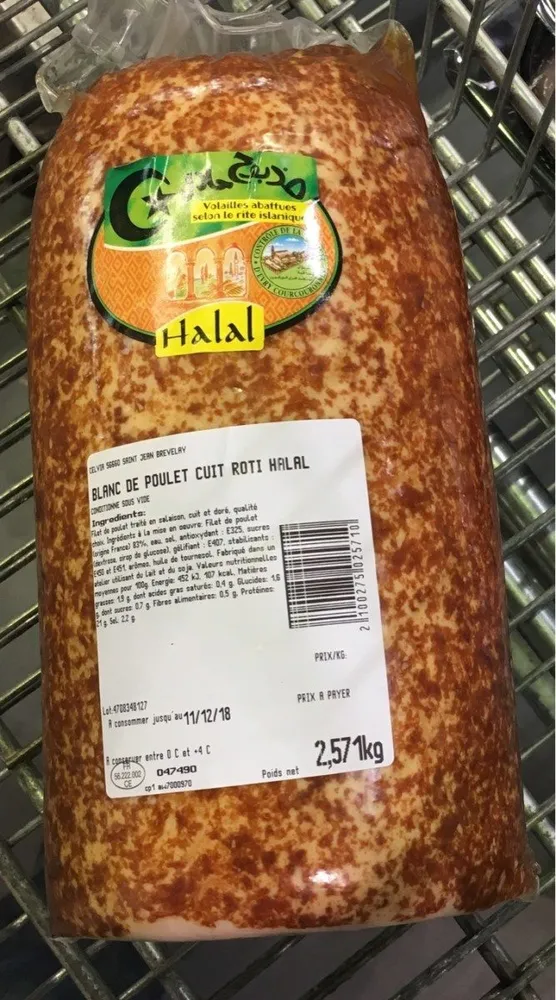 Blanc de poulet cuit roti