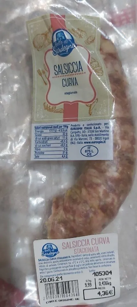 Salsiccia curva stagionata