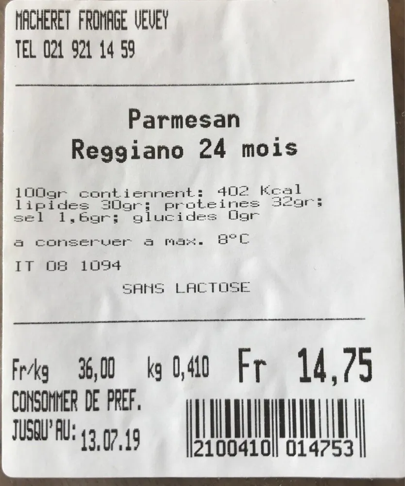 Parmesan reggiano 24 mois