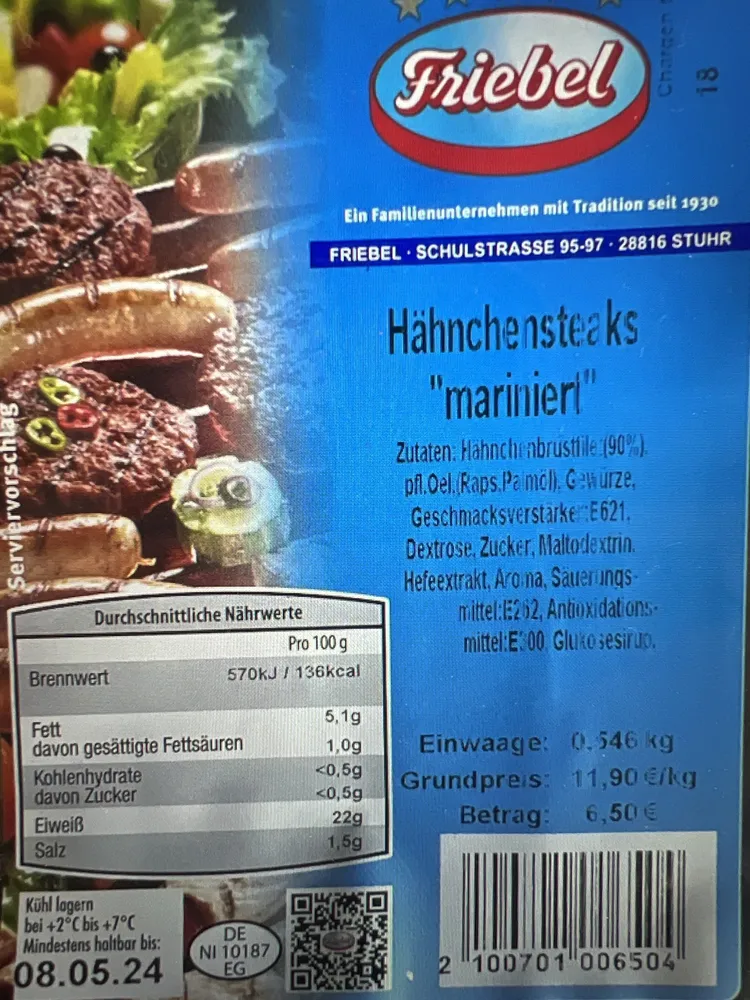 Hähnchensteaks mariniert