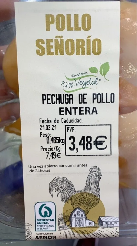 Pechuga pollo entera