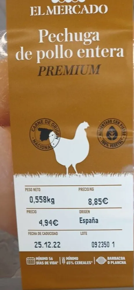 Pechuga de pollo entera