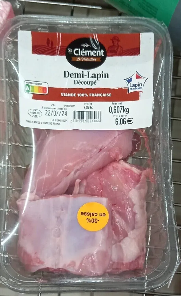 Demi-lapin découpé