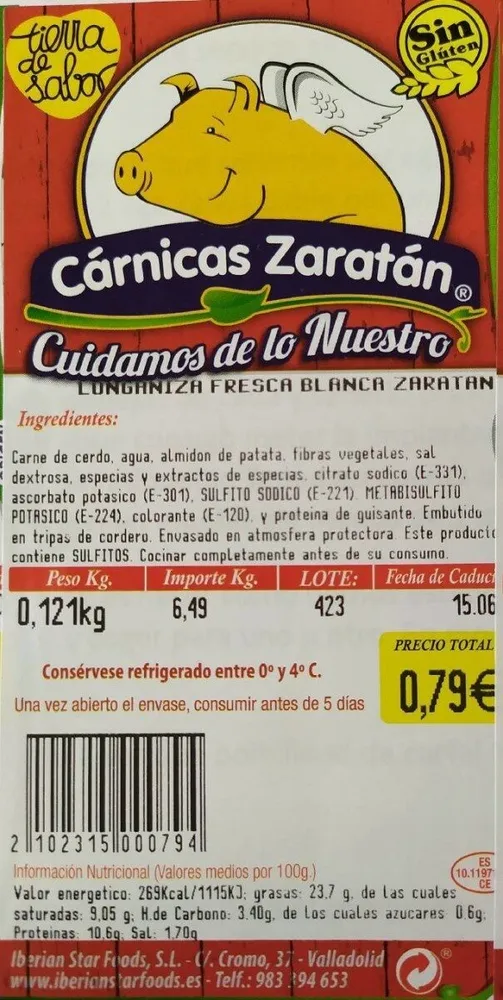 Longaniza fresca blanca Zaratán