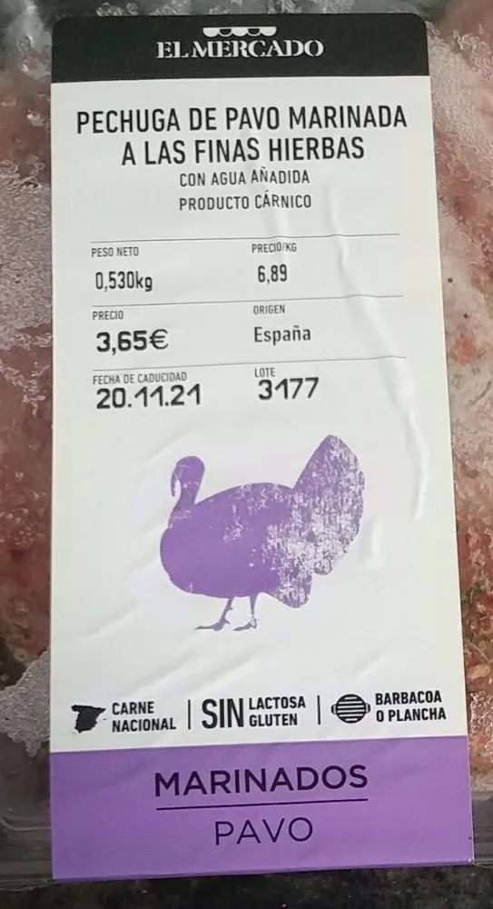 Pechuga de pavo marinada a las finas hierbas
