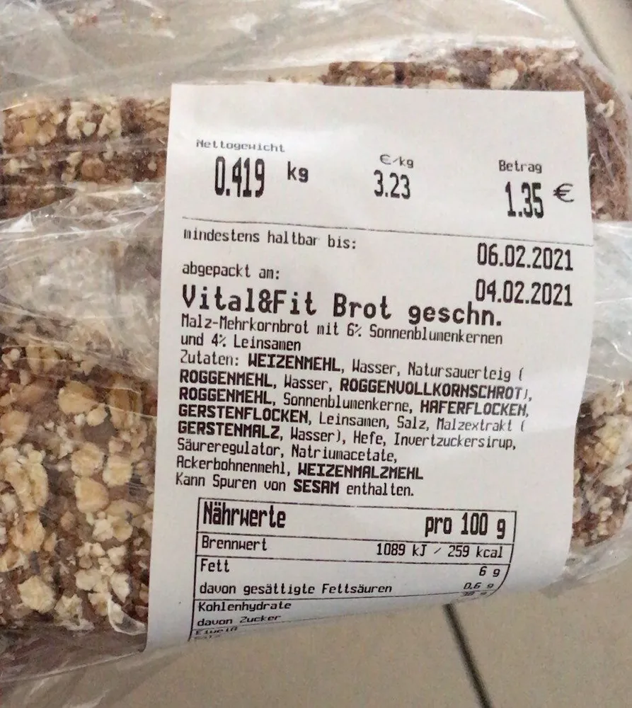 Vital&Fit Brot geschnitten