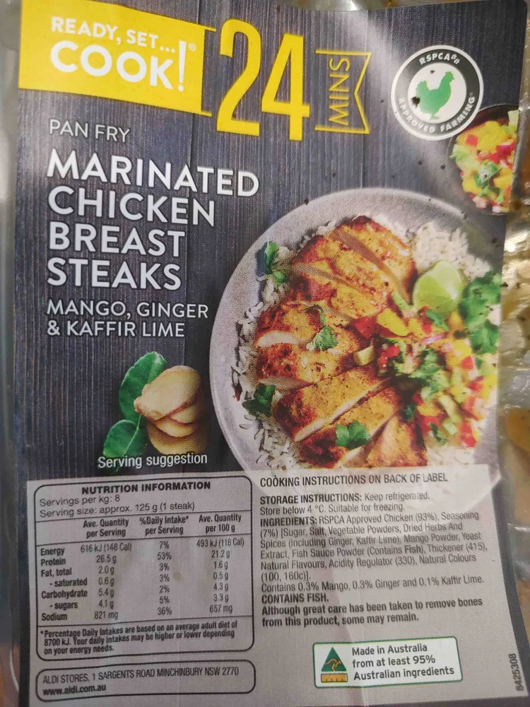 Marinated Chicken Breast Steaks - Mango, Ginger & Kaffir Lime