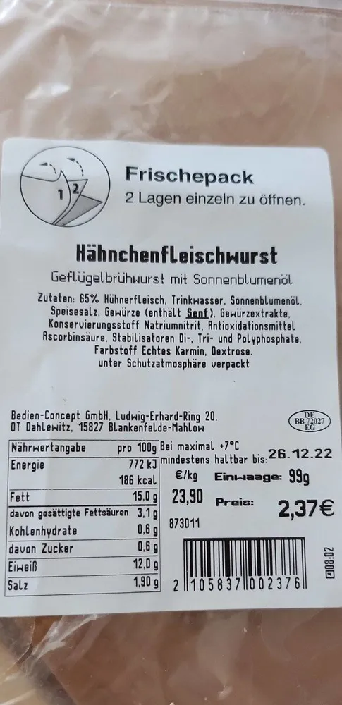 Hähnchenfleischwurst