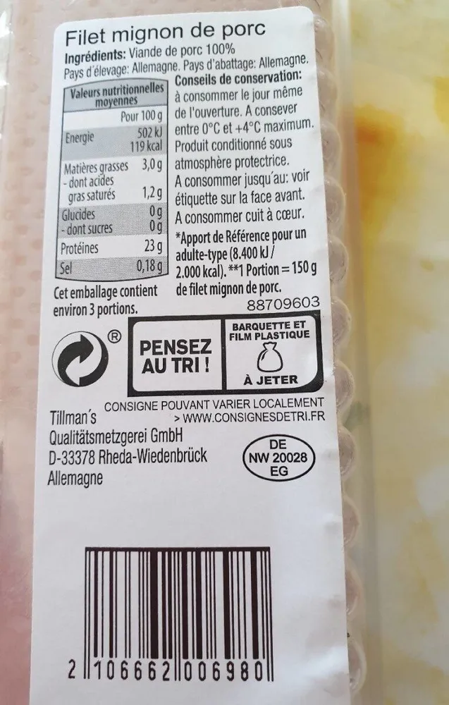 Filet mignon porc