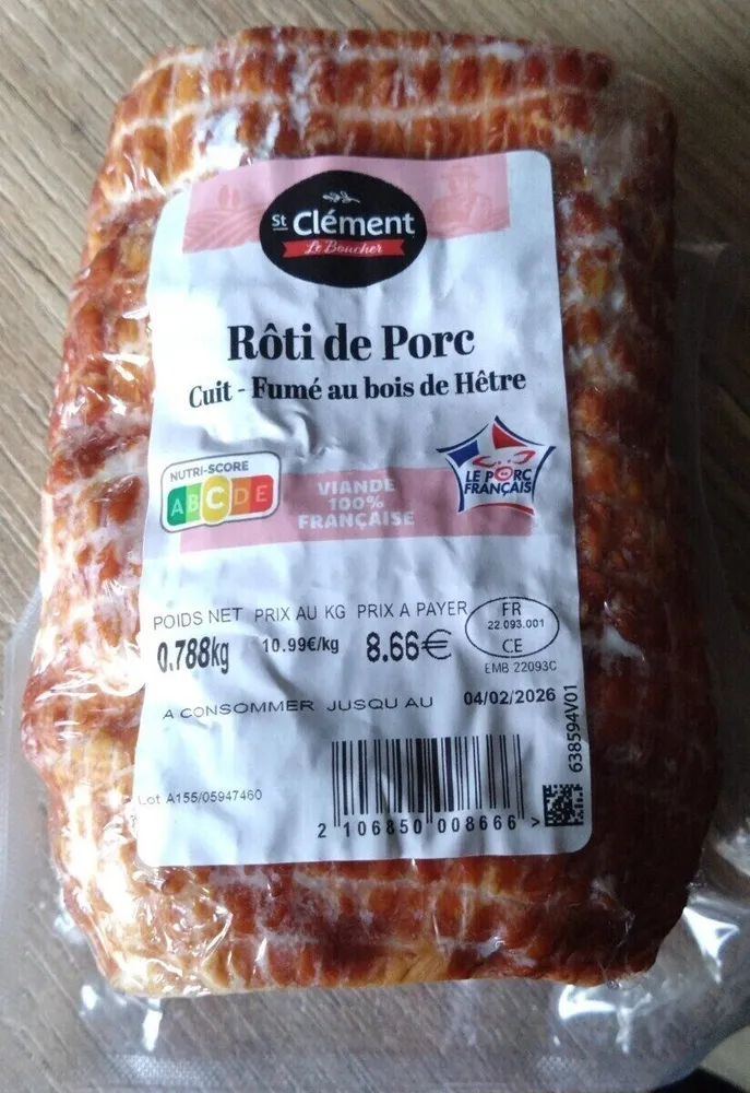 Rôti de porc cuisses supérieur traité en salaison et fumée
