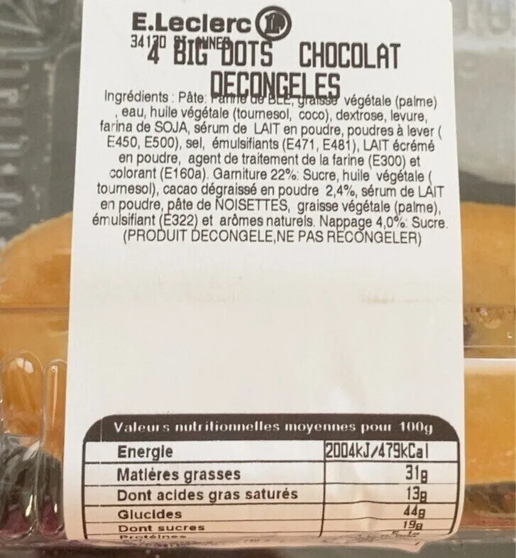 Beignet chocolat décongelé