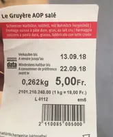 Gruyere AOP salé