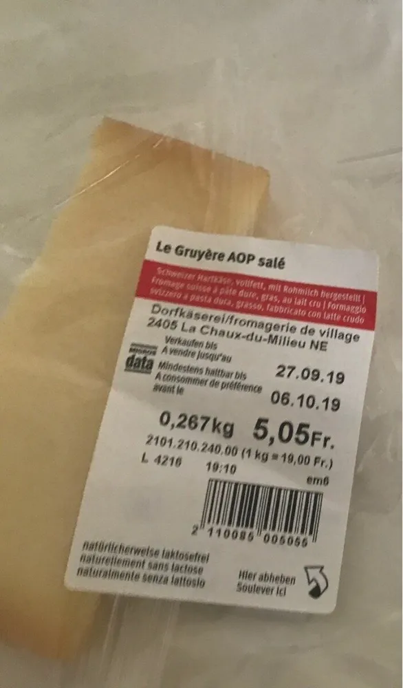 Le Gruyère AOP salé