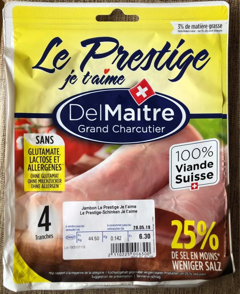 Jambon Le Prestige -25% de sel