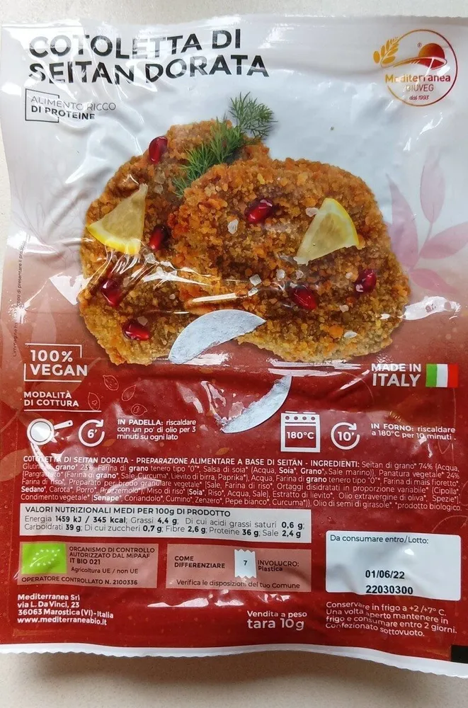Cotoletta di seitan dorata