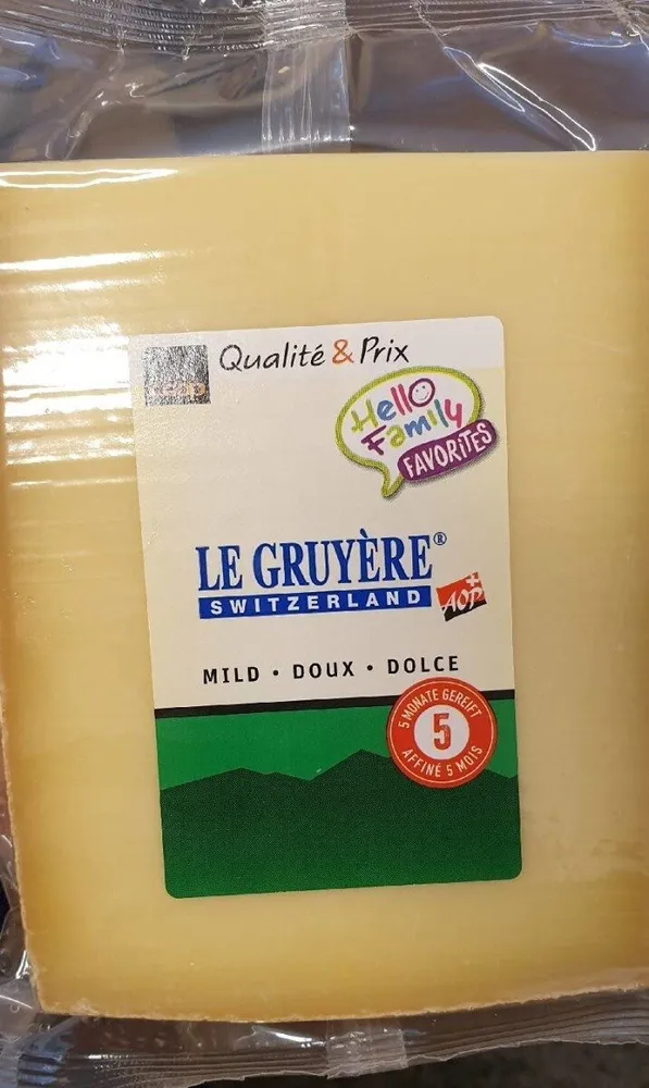 LE GRUYÈRE SWITZERLAND MILD · DOUX · DOLCE