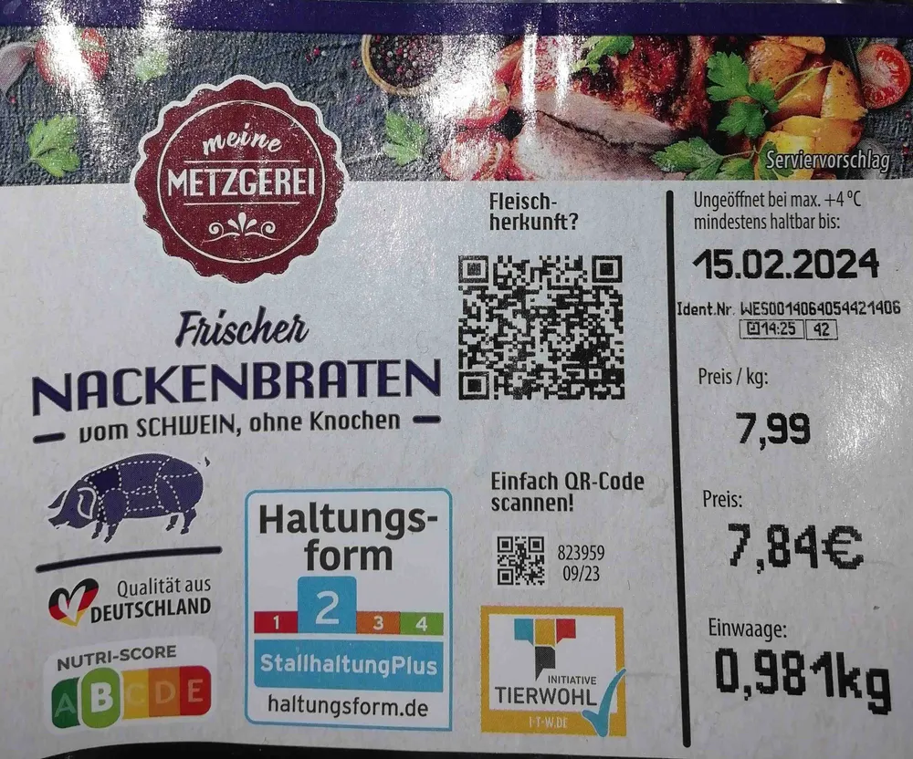 Frischer Nackenbraten