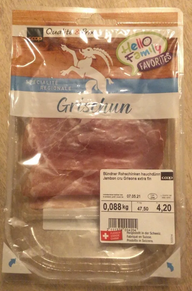 Javon cru Grisons ultra fin