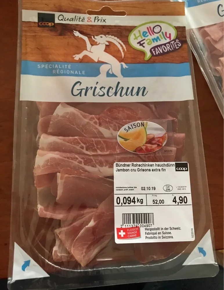 Jambon cru grison extra fin
