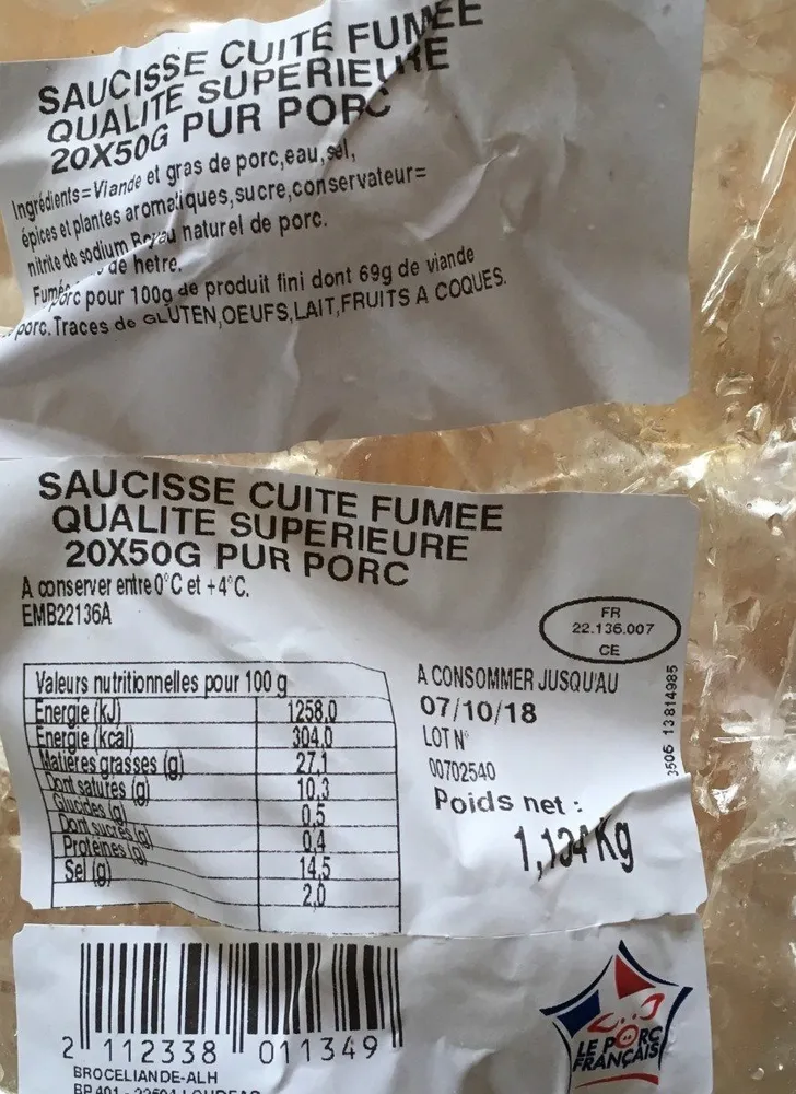 Saucisses cuites fumees