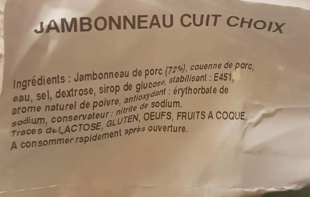 Jambonneau cuit choix