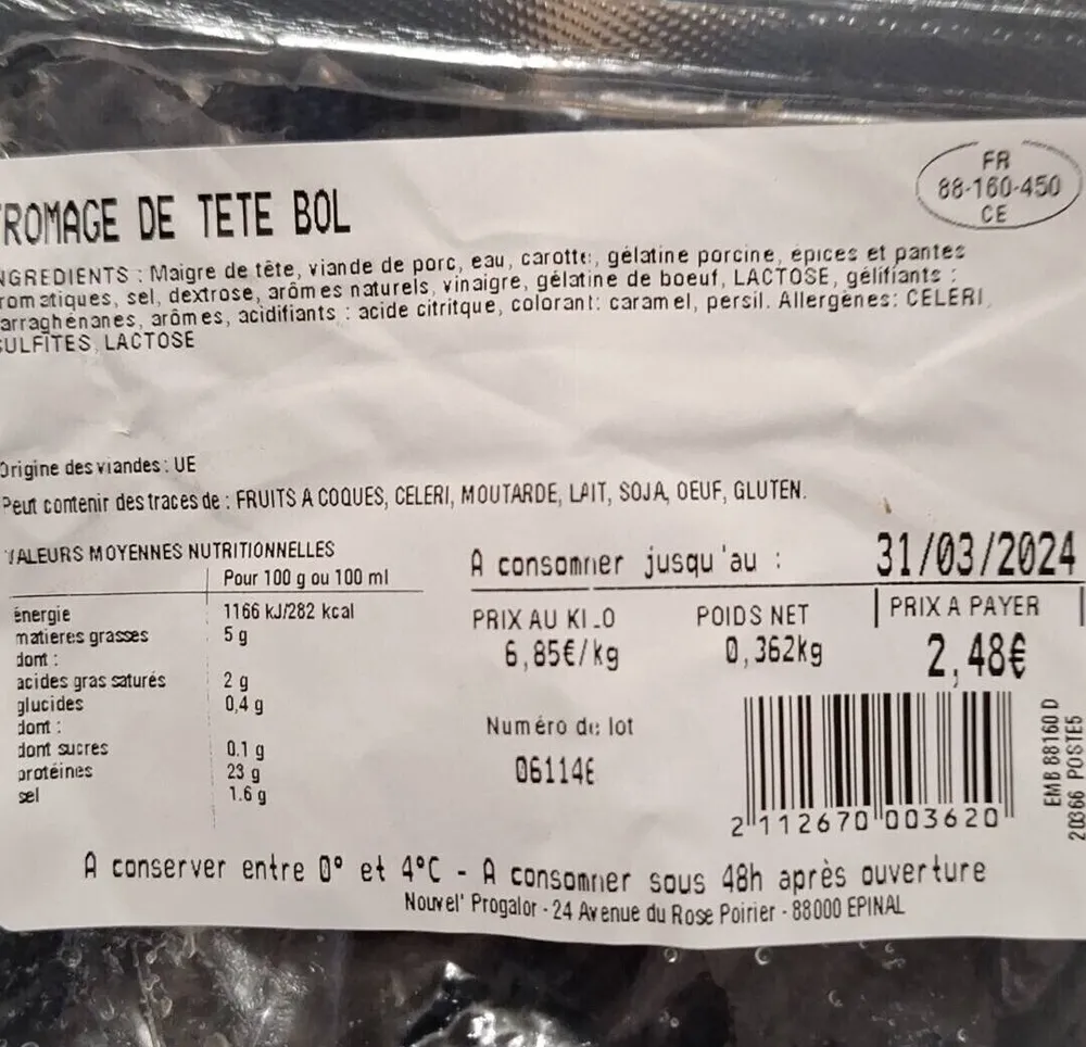 Fromage de tête bol