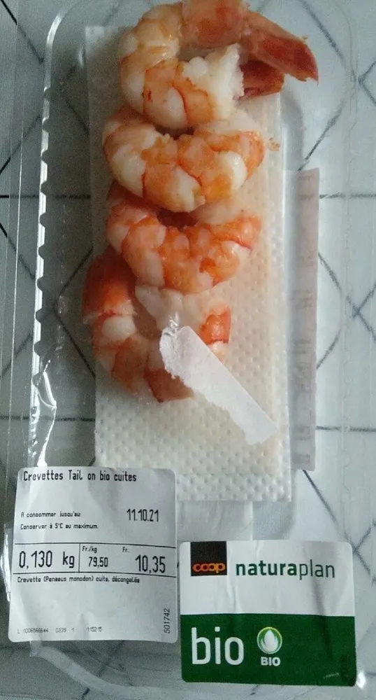 Crevettes Tail on bio cuites