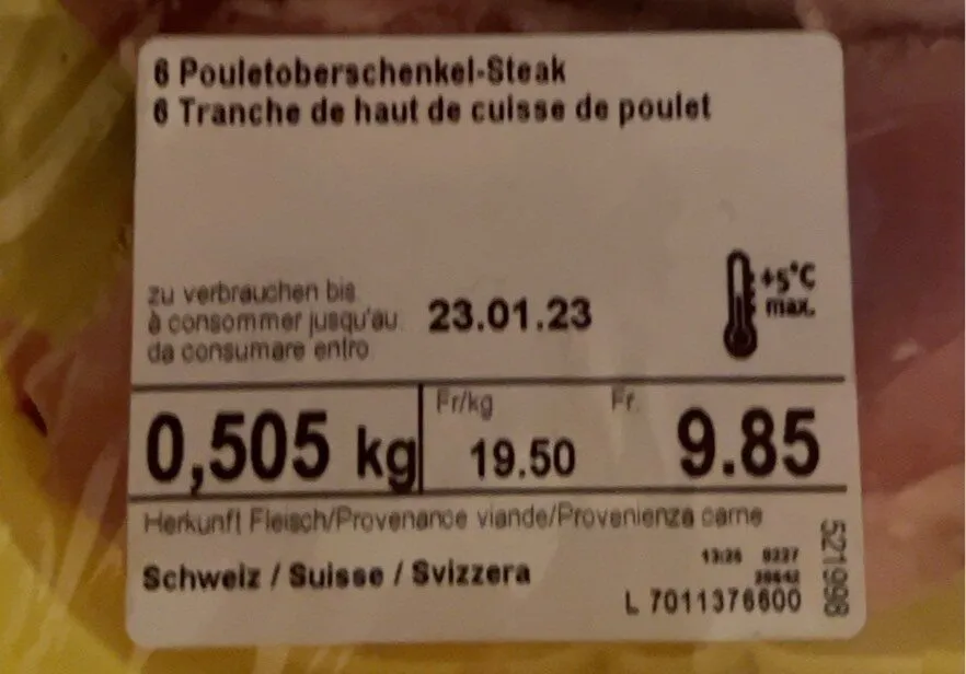6 tranche de haut de cuisse de poulet
