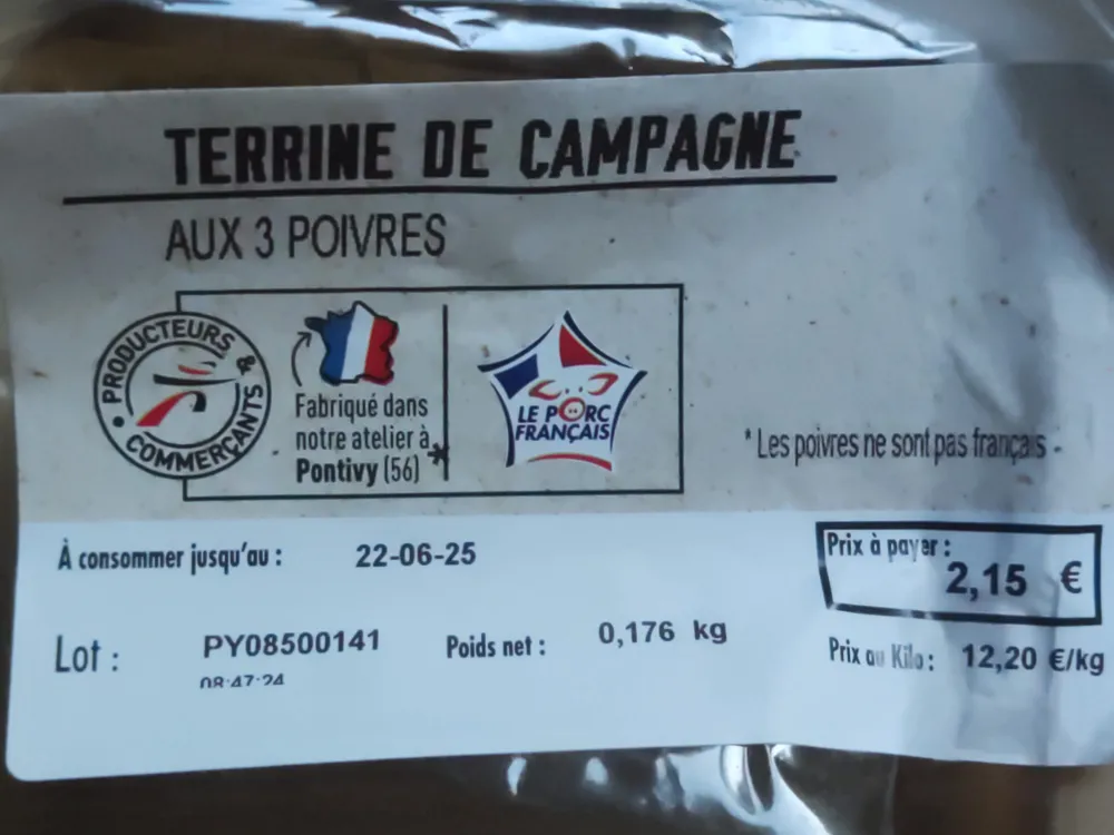 Terrine de Campagne aux 3 Poivres