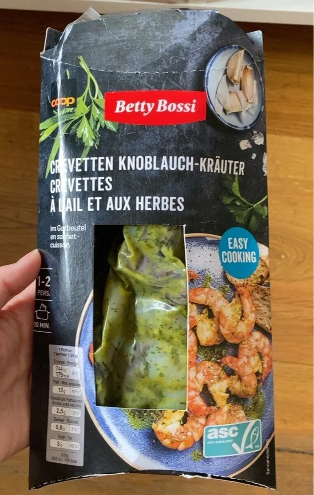 Crevettes a l ail et aud herbes