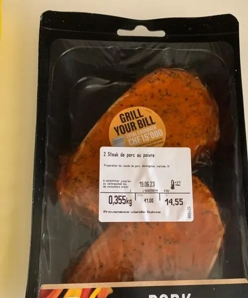 Steak de porc au poivre