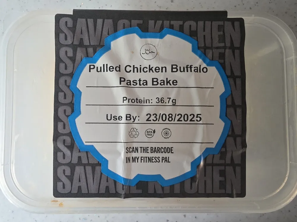 Pulled Chicken Buffalo Pasta Bake