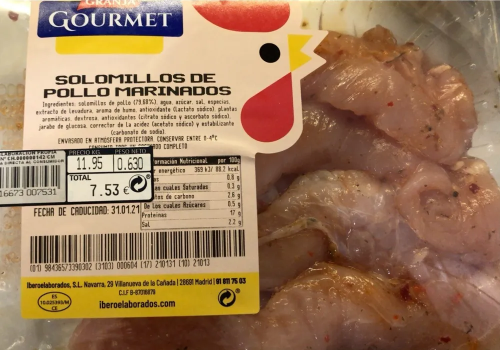 Solomillos de pollo marinados.