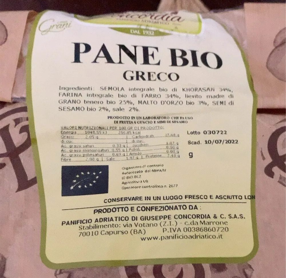 Pane Bio Greco