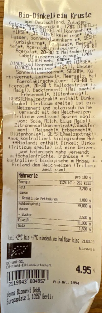 Bio-Dinkelkeim Kruste