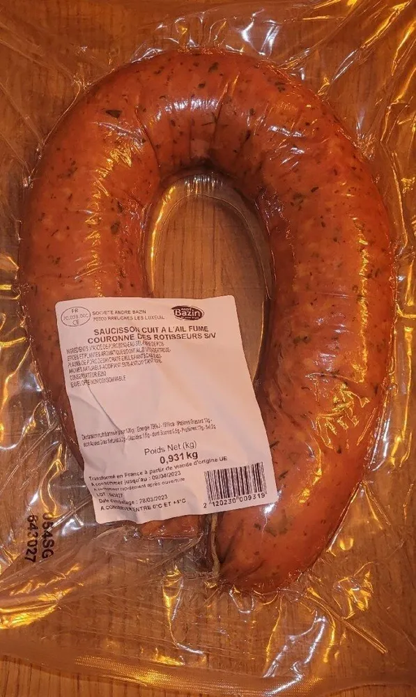 Saucisson cuit à l'ail fumé, couronne des rôtisseurs