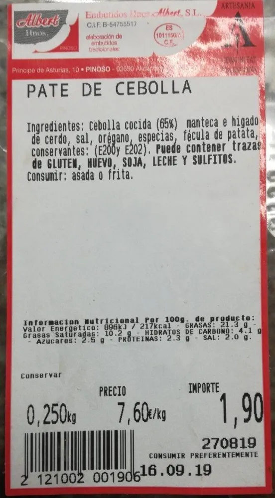 Paté cebolla