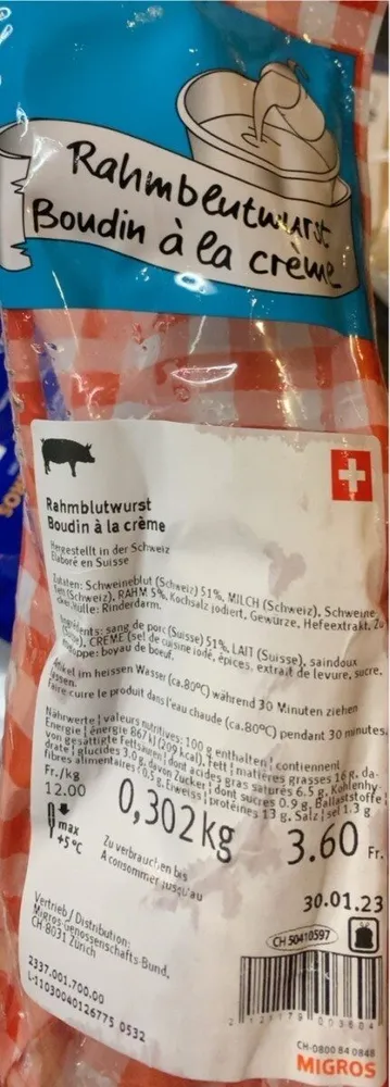 Boudin à la crème