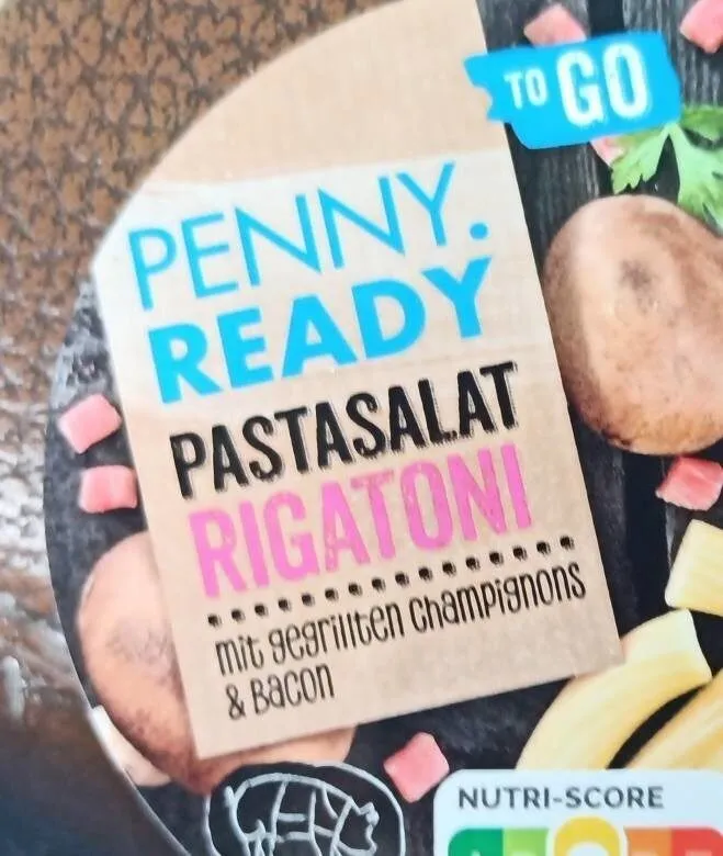 Pastasalat Rigatoni gegrillte Champignons und Bacon