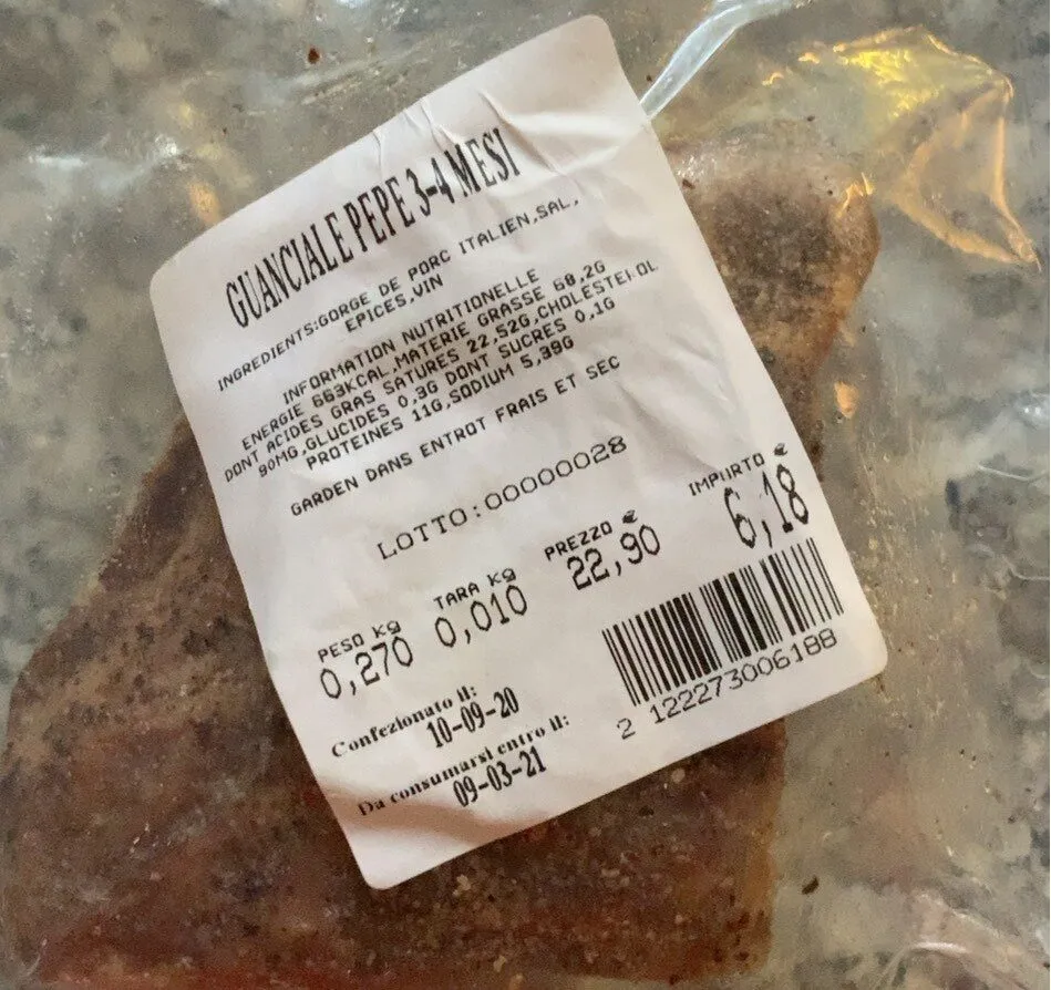 Guanciale pepe 3-4 mesi