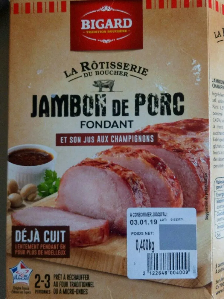 Jambon de porc fondant