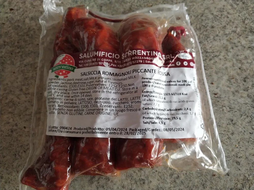 Salsiccia romagnoli piccante rossa