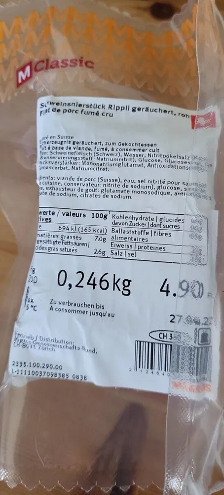 Filet de porc fumé cru