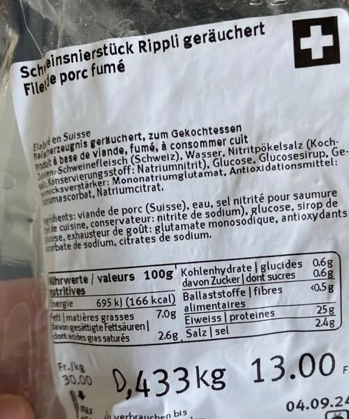 Rippli Schweinsnierstück geräuchert
