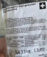 Rippli Schweinsnierstück geräuchert