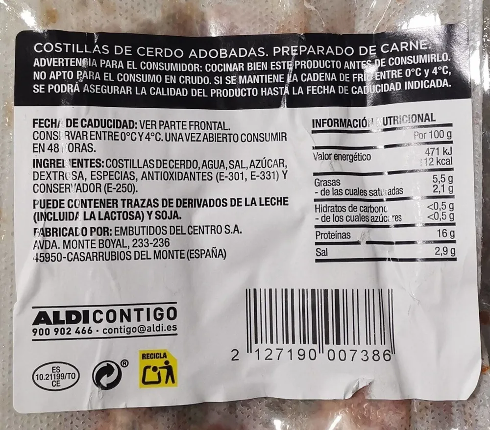 Costillas de cerdo adobadas