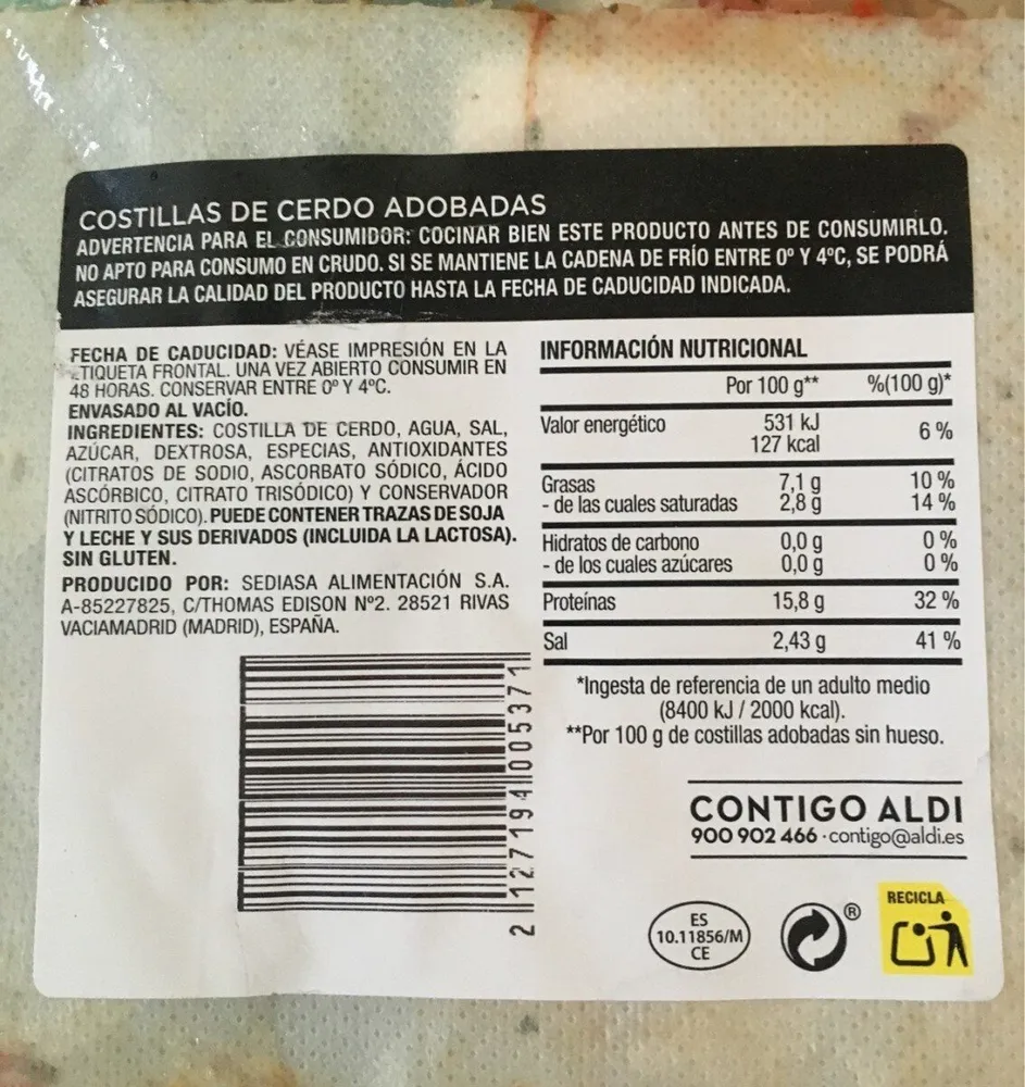Costillas de cerdo adobadas
