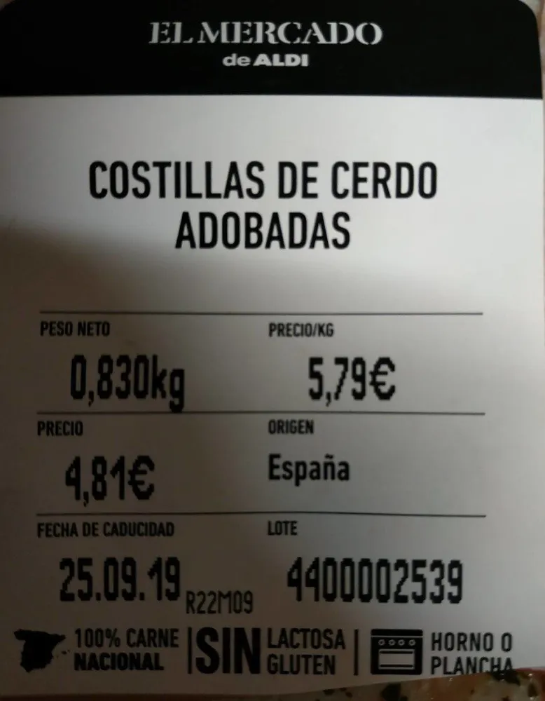 Costillas de cerdo adobada EL MERCADO ALDI